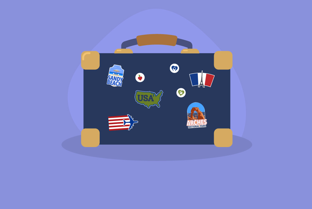 suitcase with stickers