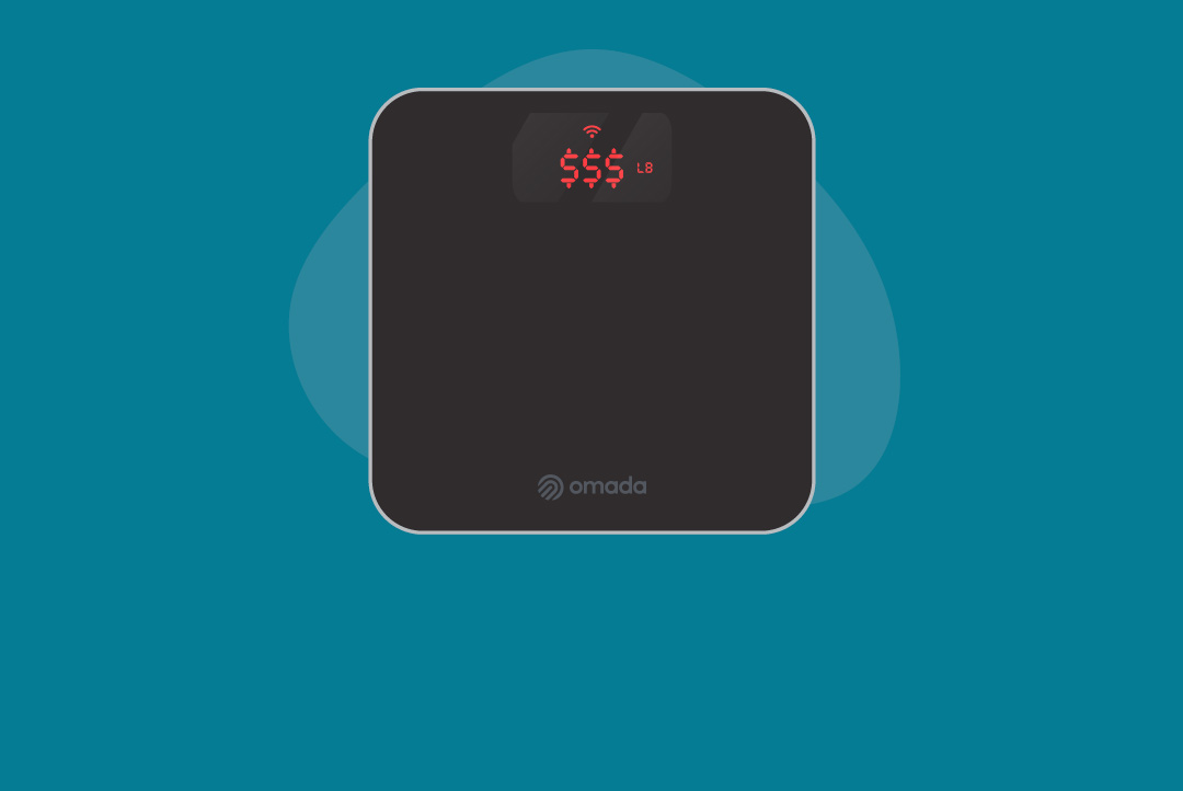 Omada digital scale for personal weight indicates dollar signs instead of pounds