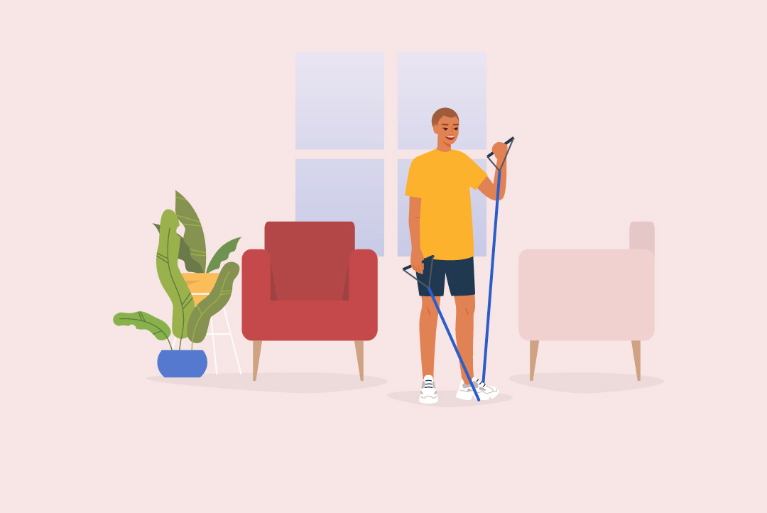 person exercising at home