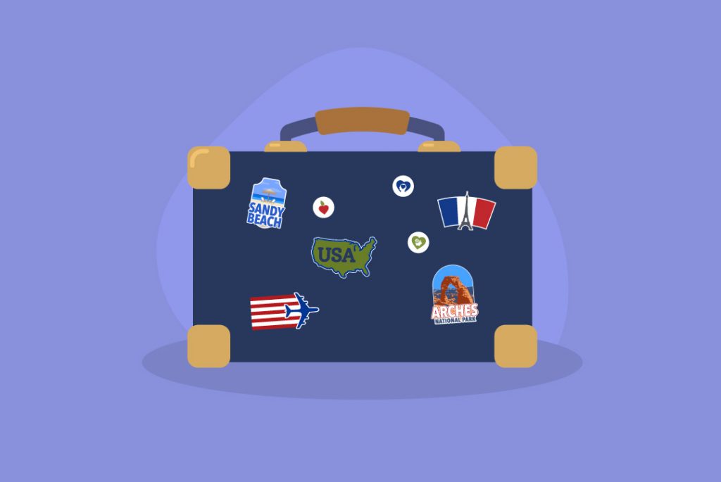 suitcase with stickers