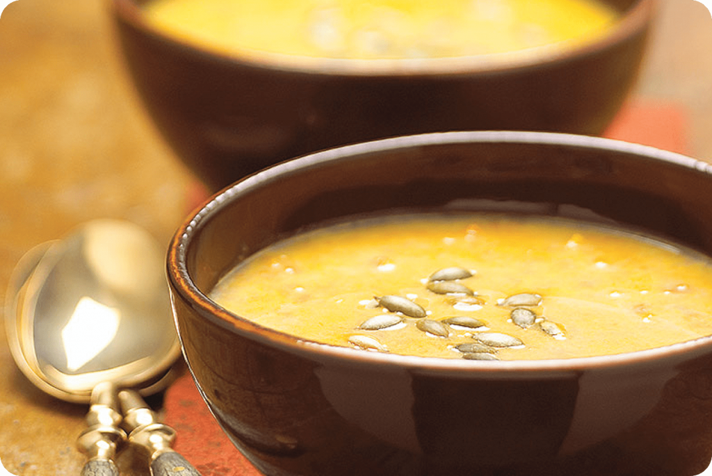butternut soup in a bowl