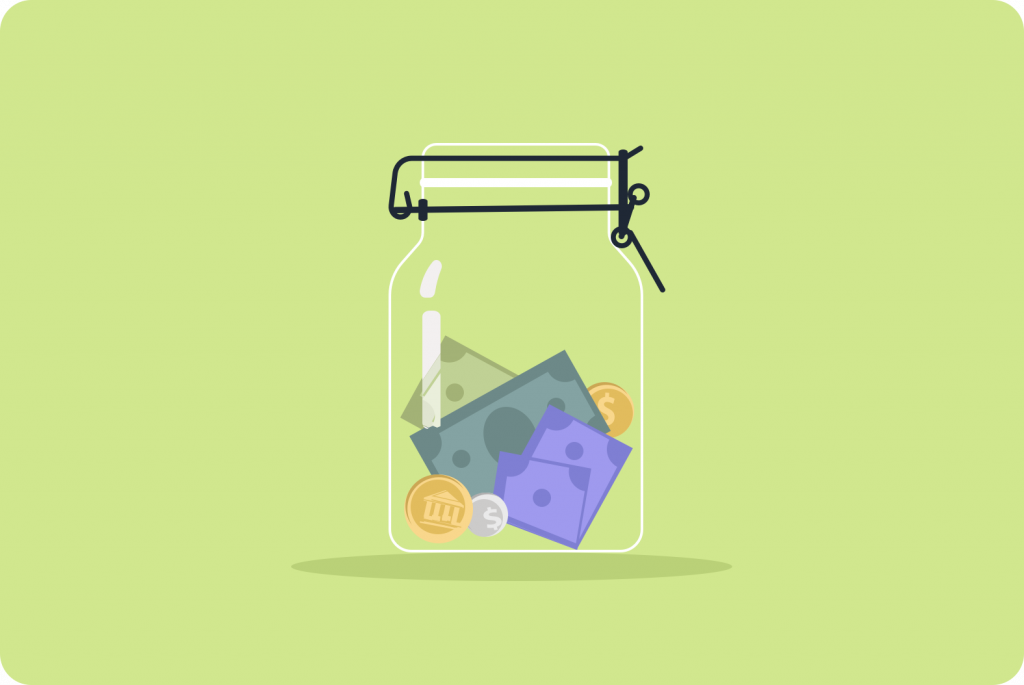 saving money in a jar