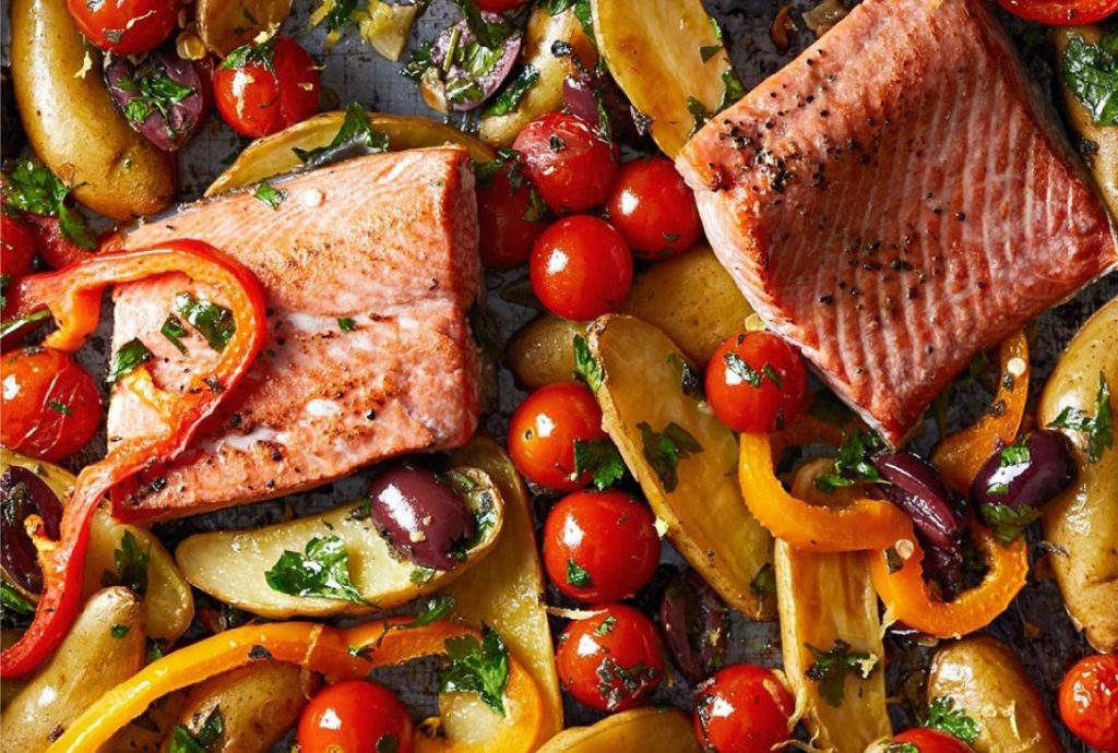 roasted fish and vegetables