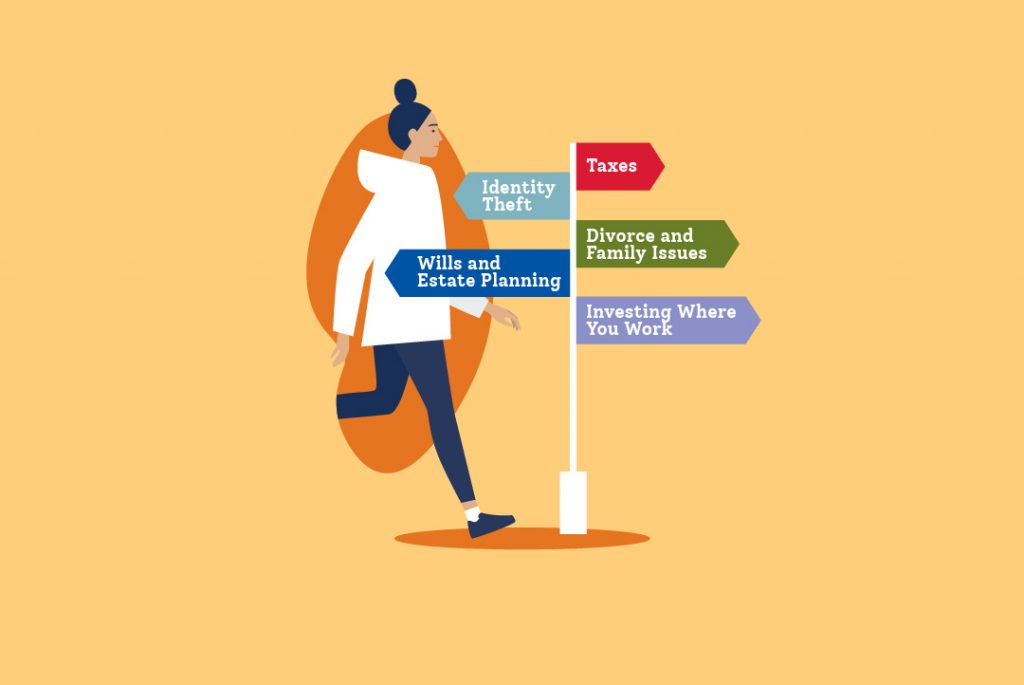 woman navigating on map graphic