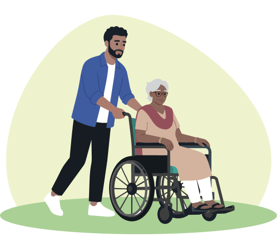 Parent walking with a child in a stroller